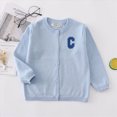 thumbnail image 2 of KPOPLK Girls Cardigan Sweater Long Sleeve Cute Bow Button Bolero Toddler Kids Cotton Ruffle Knit Sweaters 2-12 Years Light Blue Size 12-18 Months, 2 of 7