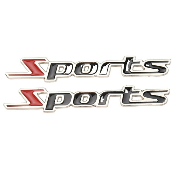 2 Pcs Black Red Metal Sports Letters Car Badge Sticker Emblem Decor,2 x Car Badge Sticker,Black, Red