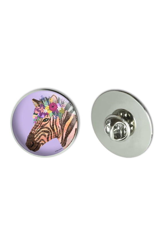 Zebra Flower Floral Hair Metal 1.1" Tie Tack Hat Lapel Pin Pinback