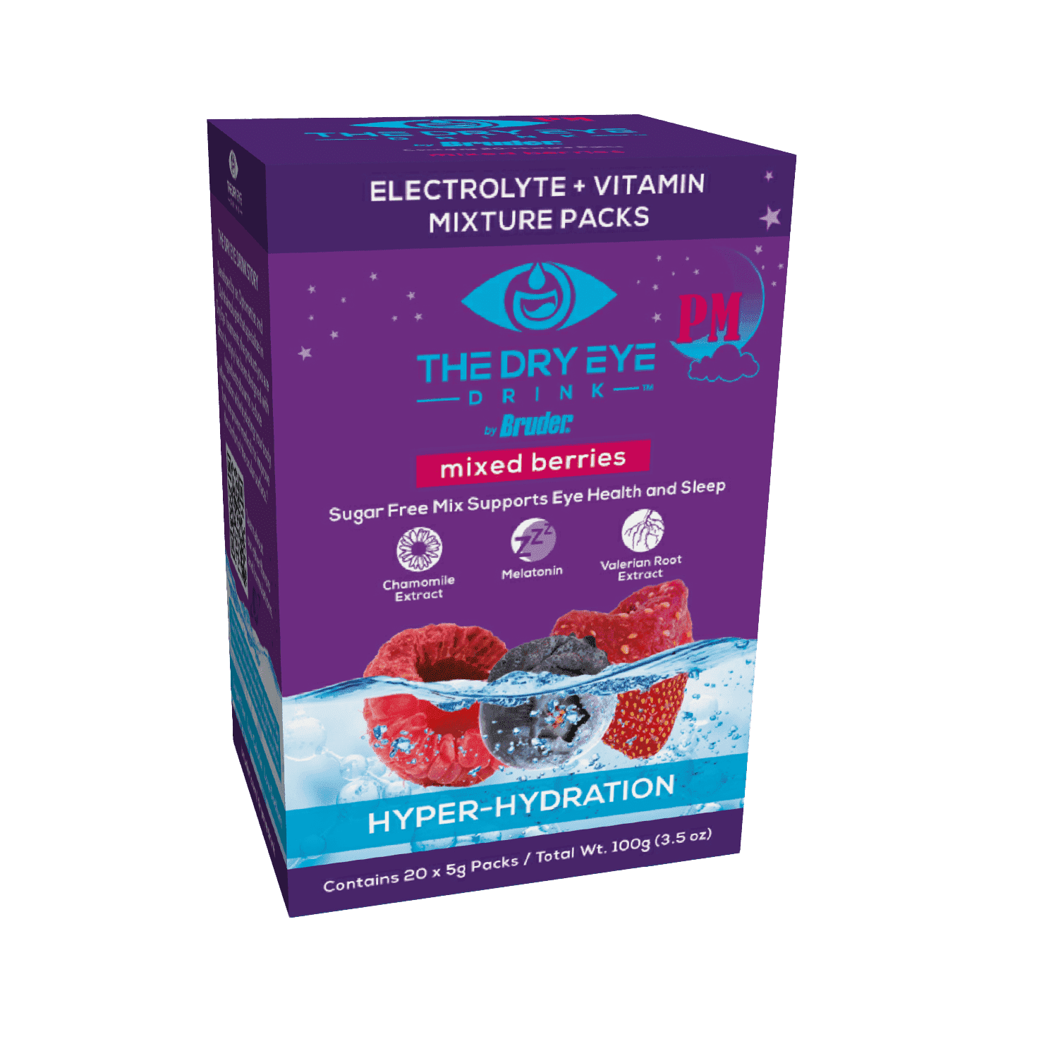 Night Time Mixed Berry Flavor l Ultimate Hydration for Dry Eyes l Sugar-Free Electrolyte Powder Packets l Help Deep and Relaxing Night time Sleep l 5g x 20 Packets