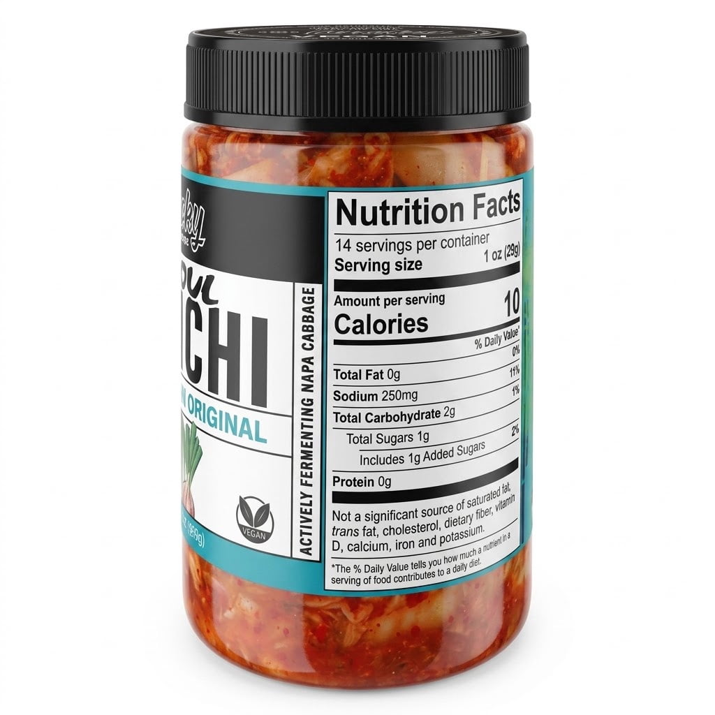 Lucky Seoul Daily Vegan Kimchi, 14 oz, Jar, Refrigerated, Low Sodium