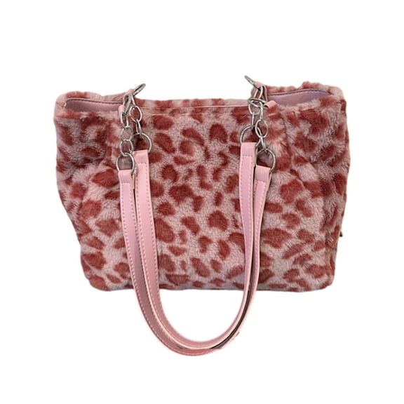 YIEMEEN Practical Plush Shoulder Bag Fashionable Leopard Print Design Underarm Bags