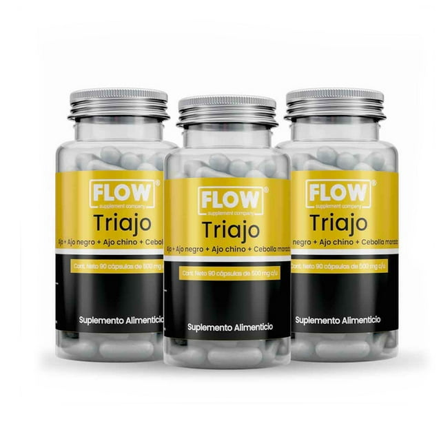 Suplemento FLOW - 3 PACK TRIAJO - Ajo Negro, Ajo Chino, Ajo y Cebolla con 270 cápsulas de 500 mg c/u