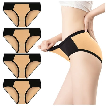 

TAIAOJING Women s Cotton Thong Solid Color Patchwork Briefs Knickers Bikini Underpants Underwear Panties Pack of 4