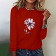 thumbnail image 1 of EQWLJWE Chandails à Manches Longues pour Femmes T-Shirt d'Été Mode T-Shirt de Printemps pour Femmes à Manches Longues Imprimé Col Rond T-Shirt Décontracté Hauts Vêtements d'Automne pour Femmes, 1 of 6