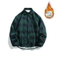thumbnail image 2 of USNSM Men Plus Size Sherpa Lined Flannel Jacket Plaid Button Down Collared Shacket Lightweight Casual Work Shirt with Pocket Green XXXXL, 2 of 8
