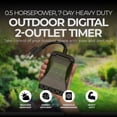 thumbnail image 3 of Open Box Woods 0.5 Horsepower Heavy Duty 7 Day Digital 2 Outlet Timer, Black, 3 of 10