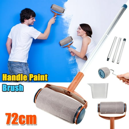 6 in 1 Paint Roller Kit Paint Roller Set Paint Brush Handle Roller Flocked Edger Corner Cutter Wall Painting Tool Set with Aluminum Tube For