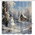 thumbnail image 5 of Christmas Snowman Shower Curtain, Winter Snow Trees Rustic Farmhouse Bathroom Curtains, Durable Waterproof Fabric Bathtub Sets Home Decor, 72X72in, 5 of 5