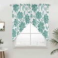 thumbnail image 5 of Turquoise Paisley Floral Kitchen Window Curtains, Swag Curtains Valance for Bedroom Living Room Bathroom, Boho Vintage Ethnic Flowers Rod Pocket Window Treatment Curtain Block Drapes 2 Panels 36"x36", 5 of 9