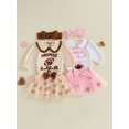 thumbnail image 2 of RUINIXCW Baby Girl Football Set Embroidered Long Sleeve Romper Tulle Skirt Headband, 2 of 7