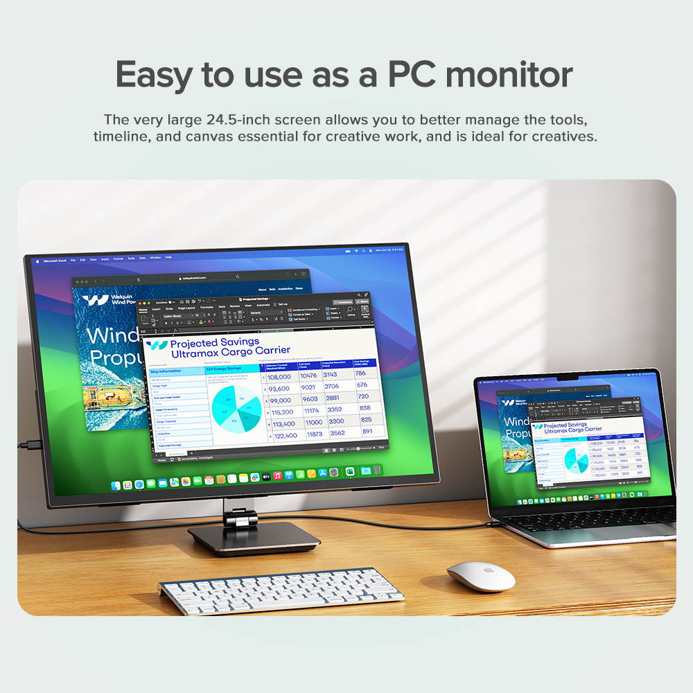 UPERFECT 24.5 Inch Computer Monitor 165Hz 2560*1440P Portable Monitor