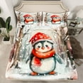 thumbnail image 2 of Manfei Cartoon Penguin 3pcs Twin Sheet Sets for Kids Teens,Winter Snowflake Twin Fitted Sheet,Merry Christmas Breathable Flat Sheet,Breathable Home Decor, 2 of 7