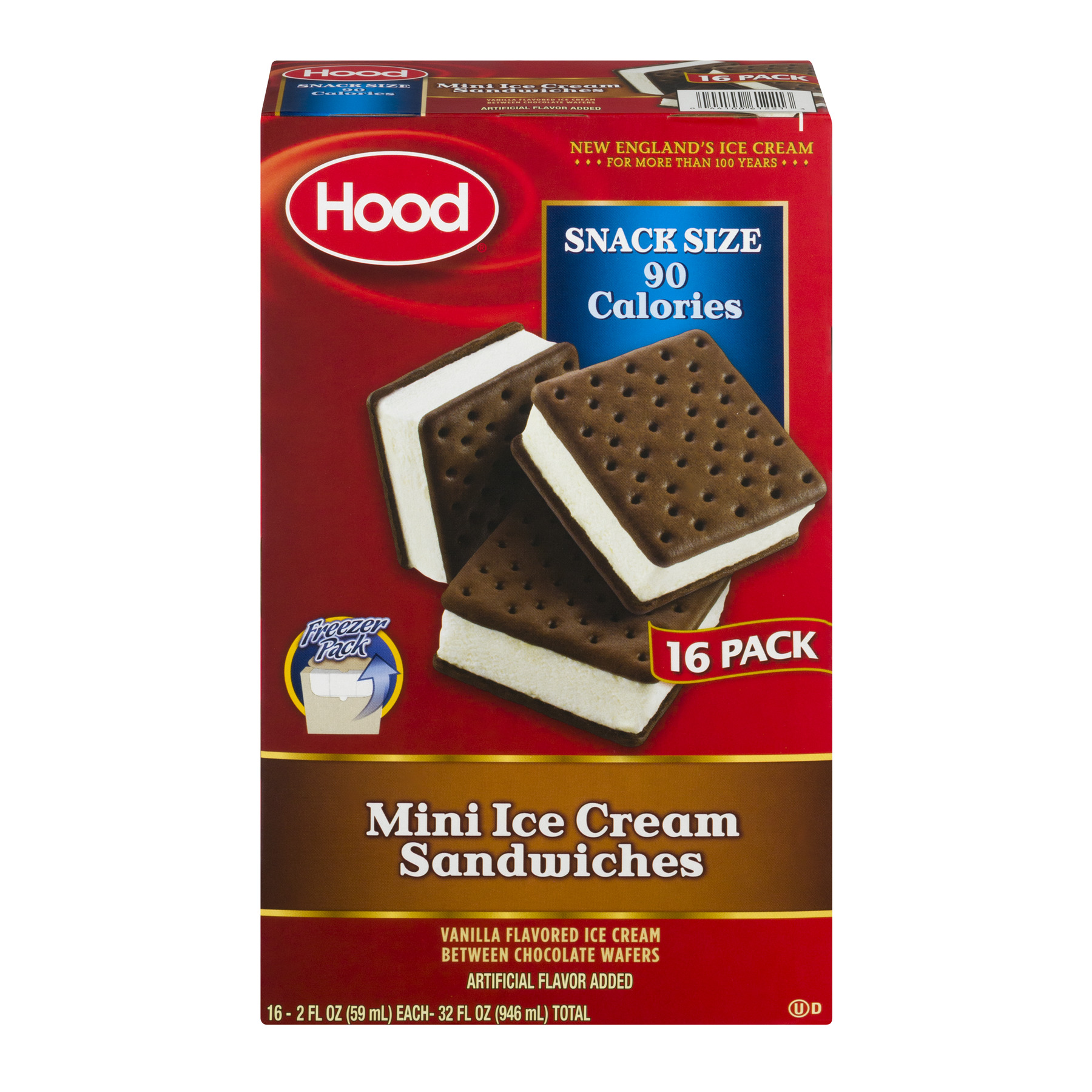 Hood Mini Ice Cream Sandwiches 90 Calories 16 PK