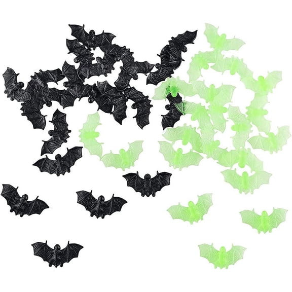 Monebena 40 Counts Mini 3D Bats Halloween Decoration Bat Plastic Toy Party Favor Artificial Bats for Crafts Creepy Scary Prank Toys
