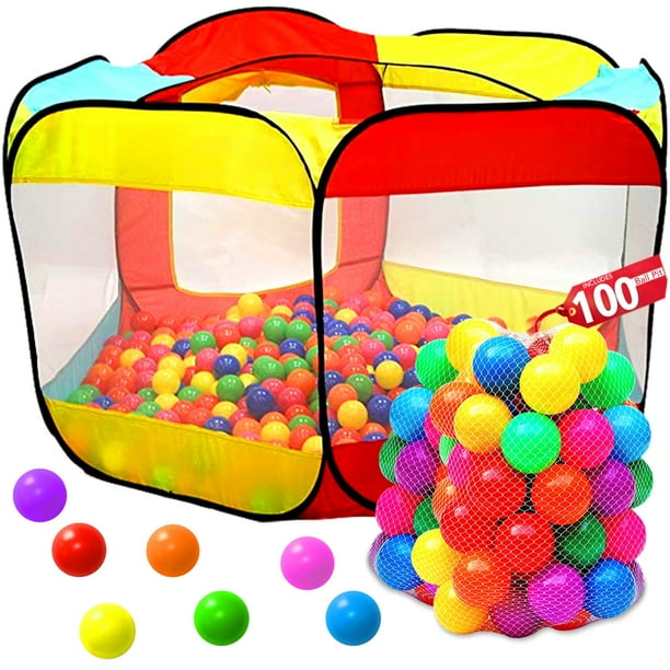 Piscina de bolas para niños Tienda de campaña grande para niños pequeños - Juguetes de regalo para interiores y exteriores para bebés Niñas y niños Parque infantil con bolsa de almacenamiento con crem
