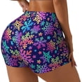 thumbnail image 2 of Kdxio Rainbow Snowflakes Print Workout Shorts for Women Seamless Soft Smooth Gym Yoga Scrunch Active Shorts, 2 of 5