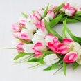 thumbnail image 3 of 16 Inch Tulip Wreath Flower Wreaths for Front Door, Spring Silk Wreath with Green Leaves for Window Wall Wedding Valentines Day Decor, 3 of 6