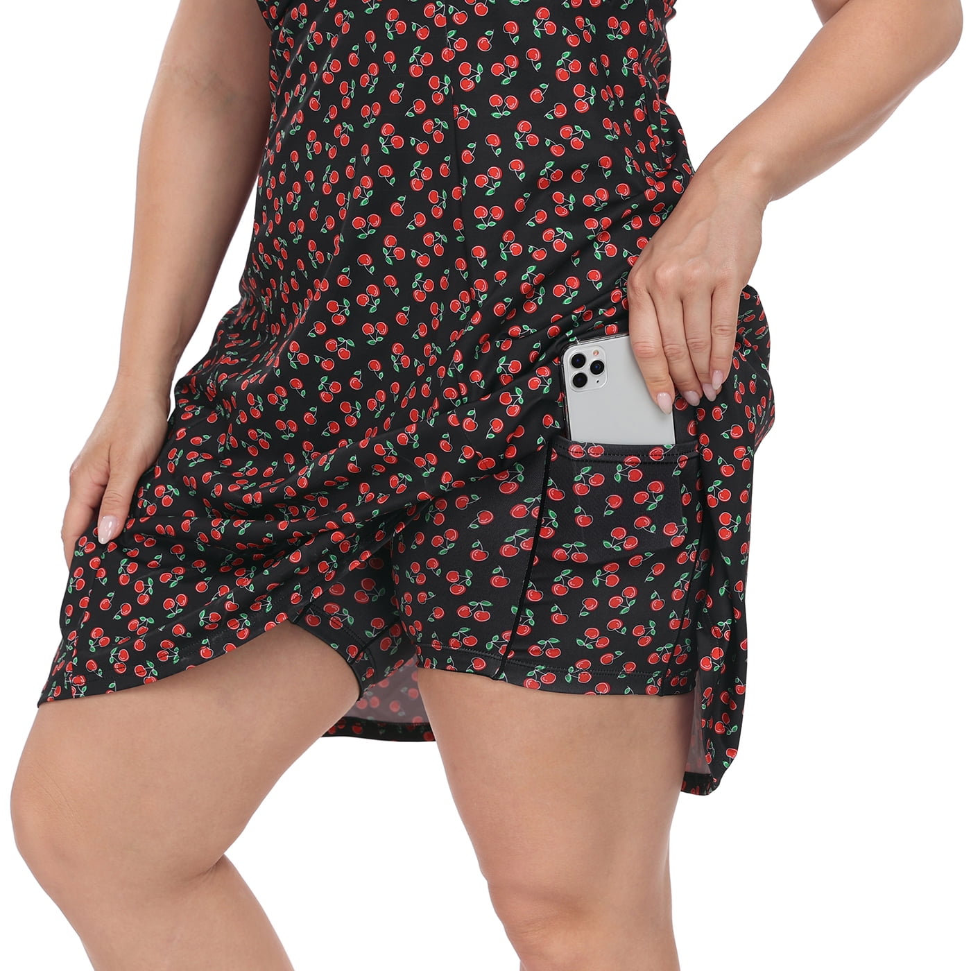 HDE Womens Plus Size Tennis Athletic Workout Dress with Built-in Shorts & Bra Black Cherry - 16