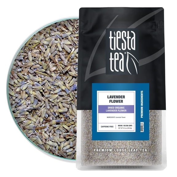 Tiesta Tea - Dried Organic Lavender Flower, Premium Loose Leaf Tea Blend, Non-Caffeinated Tea, Make Hot or Iced Tea, 100% Raw Edible Lavender Buds, All Natural Flavors - 8oz Resealable Bulk Pouch