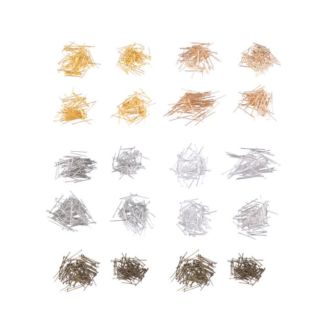 20 paquetes de alfileres de cabeza plana de aguja en forma de T de aleación DIY que hace accesorios de joyería para pulsera de collar (oro, plata, blanco, bronce, estilo dorado KC)
