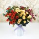 thumbnail image 3 of Matsuzay Rosa falsa 25 cabezas de rosas artificiales, decoración de de flores artificiales, ramo de escritorio, decoración para Flores artificiales rojo púrpura, 3 of 6