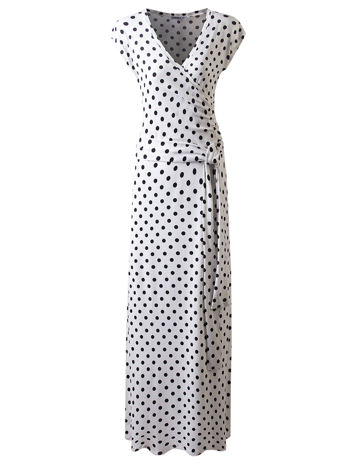 Auliné Collection Womens Short Flutter Sleeve V-Neck Wrap High Waist Maxi Dress 