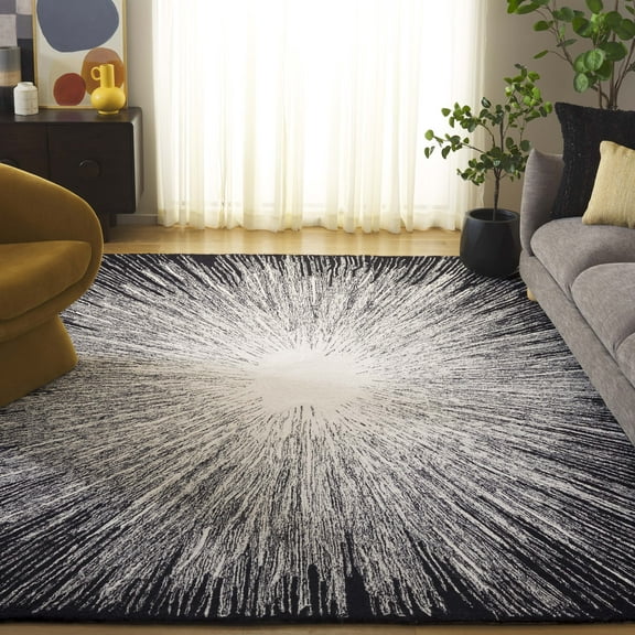 SAFAVIEH Abstract Olivera Radiate Area Rug, Ivory/Black, 8' x 10'