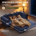 thumbnail image 2 of Lunale Convertible Sleeper Sofa Bed, Boneless Futon Cloud Couch, No Assembly Required, Pull Out Floor Couch Bed for Living Room, Blue Corduroy, 2 of 8