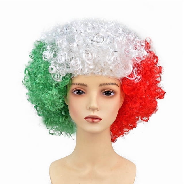 Peluca de color bandera para la peluca – Peluca afro tricolor explosión, fibra sintética ligera, gorra, talla única, accesorio reutilizable para ferias