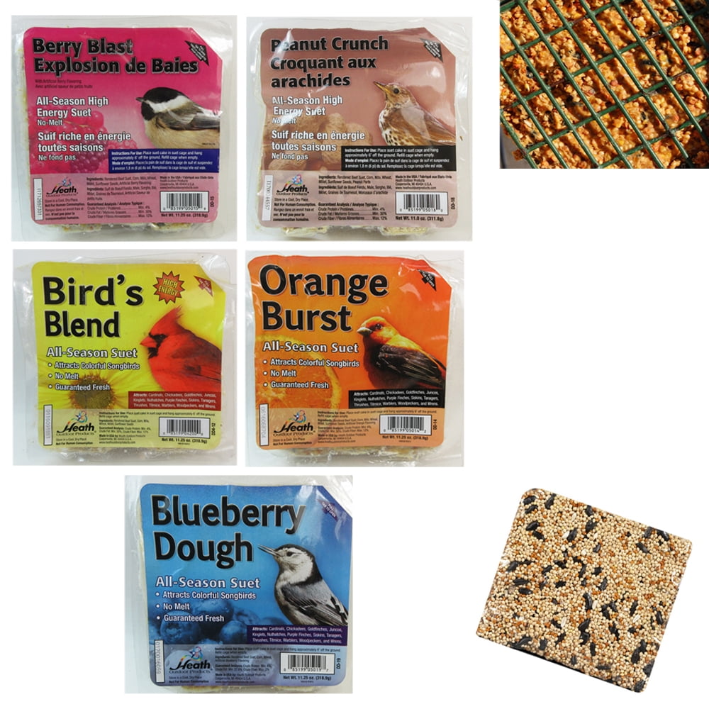 5 Pack Heath Outdoor Products All Season Suet Cake Wild Bird Food Treat 11.25 oz