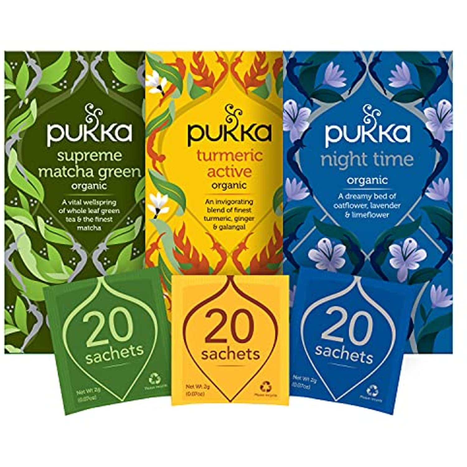 Pukka Herbs Day To Night Herbal Tea Variety Pack Supreme Green Matcha