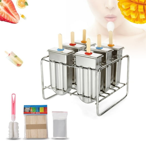 Stainless Steel Ice Lolly Molds Kit, Ice Cream Mould with Stainless Steel Stick Holder, Pop Mould with Metal Stick Holder Tray Necessary Refrigerator Tools
