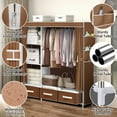 thumbnail image 6 of Portable Closet,Brochao Portable Wardrobe with 3 Drawer and 4 Storage Shelves and Side Pocket for Clothes Storage Organizer,Coffee, 6 of 11