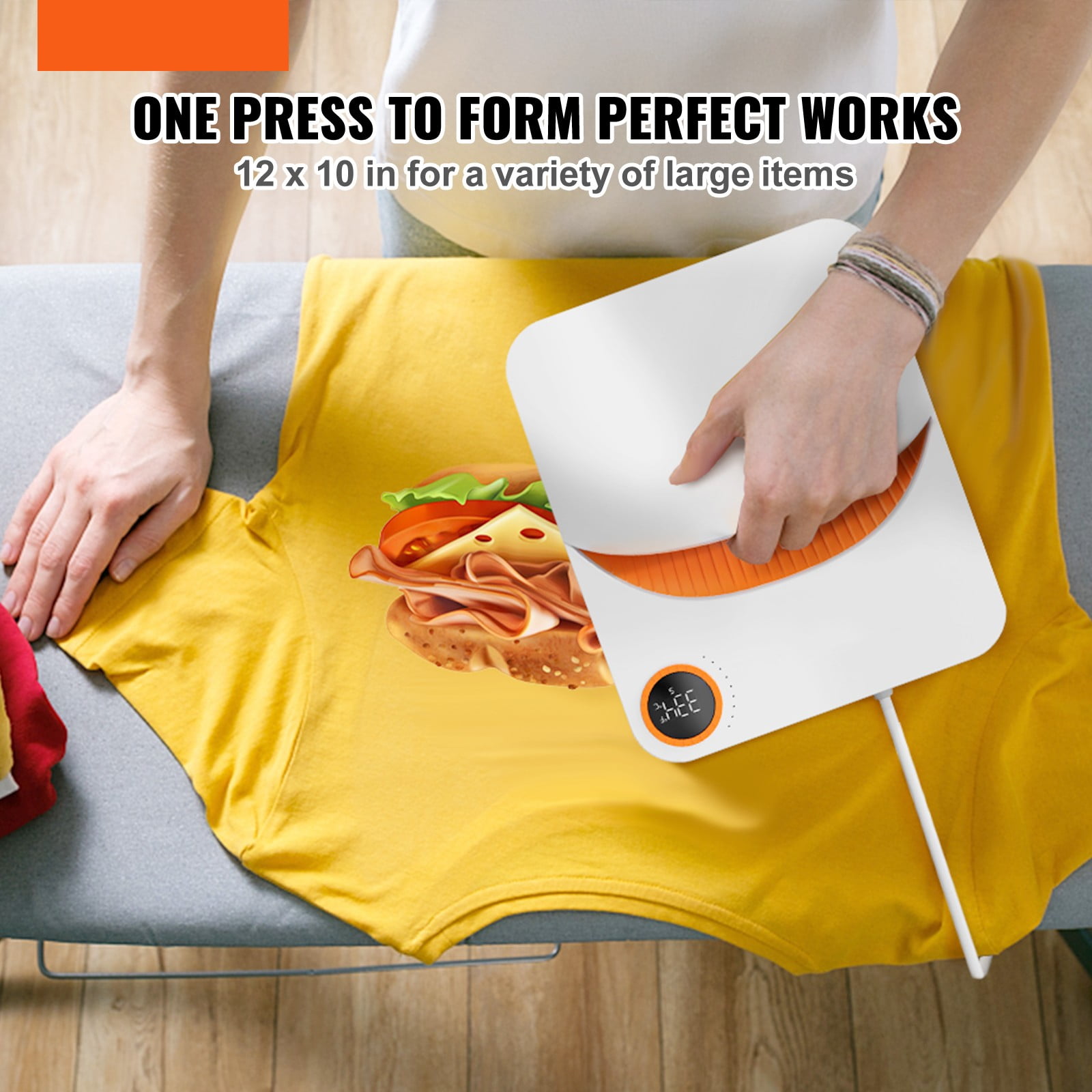 BENTISM Heat Press Machine 12" X 10", Portable Fast Heat-up Mini Easy Press with Timing Function & Insulated Base for Hat, Bags, Heating Transfer Projects, Orange