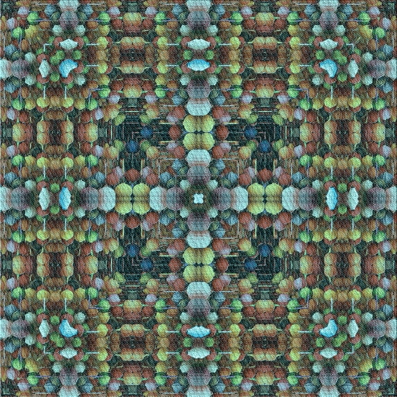 Ahgly Company Machine Washable Indoor Square Transitional Green Area Rugs, 4' Square