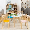 thumbnail image 2 of Gymax 5-Piece Kids Wooden Curved Back Activity Table & Chair Set w/Toy Bricks Assorted, 2 of 10