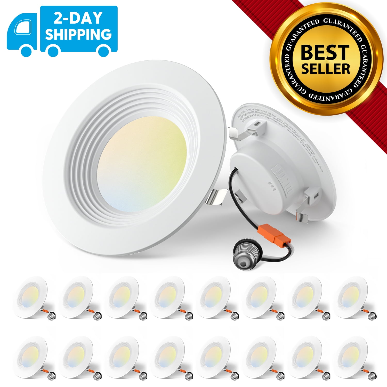 Amico 4 inch 3CCT LED Recessed Lighting 16 Pack, Dimmable, Damp Rated