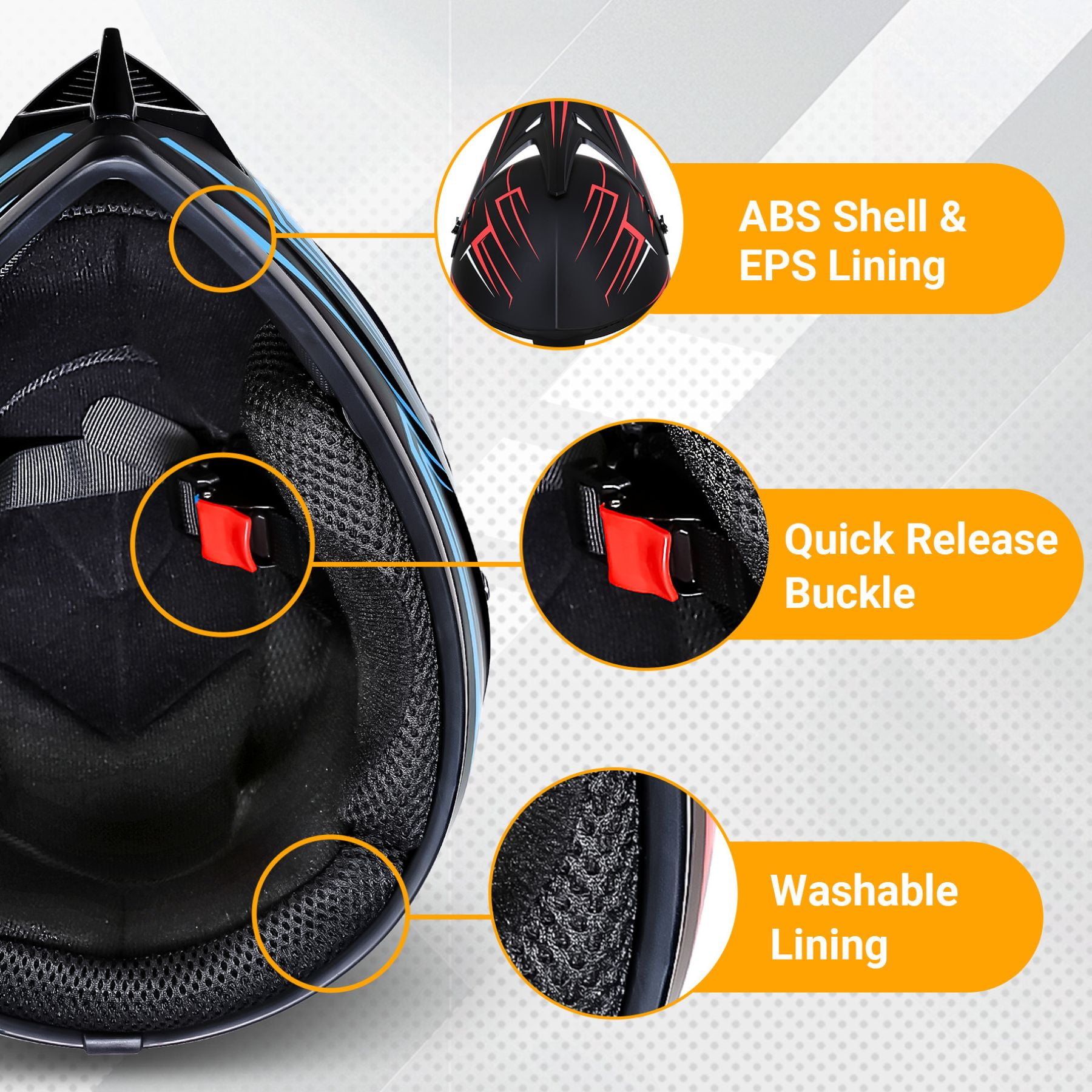 Oryxearth Motocross Dirt Bike Helmet, Off-Road Motorcycle & ATV Helmet with Goggles Gloves, Blue, M