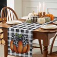 thumbnail image 3 of Fall Table Runner Orange Pumpkin Thanksgiving Decorations Black White Plaid Autumn Table Runners Fall Decor for Dinner Kitchen Thankgiving Holiday Party 13x72 inch, 3 of 8