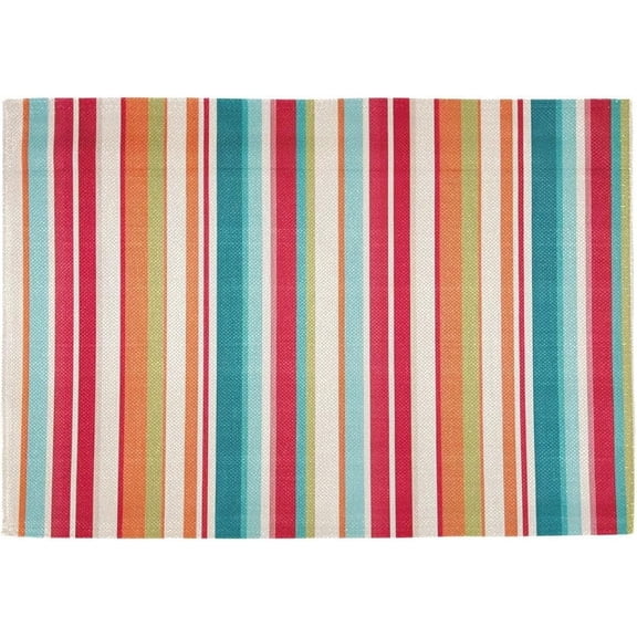 Multi Stripe Placemats Set of 4, 12x18 Inch Reusable Table Mat for Kitchen Indoor & Outdoor Party Dining Decoration