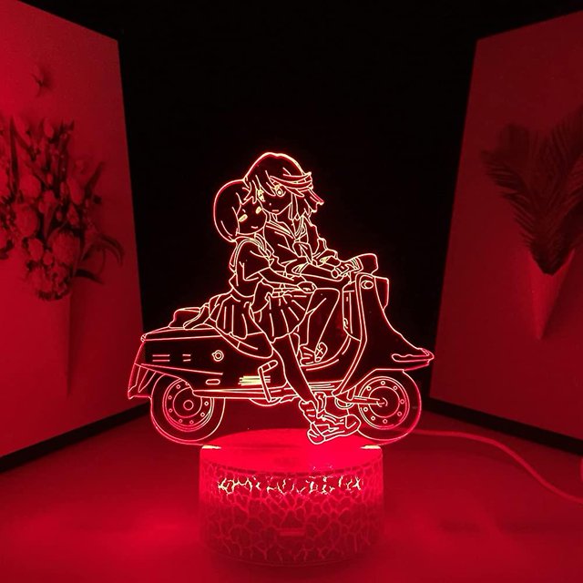 Clyartps-3d lámpara Anime Kill La Kill Matoi Ryuuko luz de noche Led para decoración de dormitorio luz nocturna Manga habitación regalo lámpara de mesa Kill La Kill Feliz Sencillez
