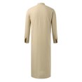 thumbnail image 4 of Mens Arabic Thobe Muslim Robe Long Sleeve Stand Collar Button Front Long Dubai Robe Slit Side Pockets Traditional Kaftan Islamic Clothing,Khaki,XXXL, 4 of 4