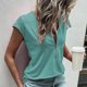thumbnail image 3 of Camiseta casual de verano para mujer, cuello redondo, cremallera, encaje, blusas, túnica suelta, manga corta, 3 of 6