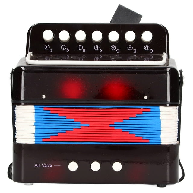 Accordion, ABS Plastic Accordion Musical Instrument 10 Keys Exquisite Stylish Bright Color Educational Toy For Stage Performance Black