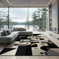 thumbnail image 2 of ODIKA 8'x10' Washable Area Rug Modern Composition Scattered Dots Triangles Contrasting Block for King Size Bedroom Under Bed, Master Suite, Non-Shedding, Easy Care, 2 of 7