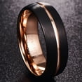 thumbnail image 5 of Vakki 8mm Black Brushed Tungsten Ring Black Dome Matte Surface and Rose Gold Grooved Line, 5 of 5