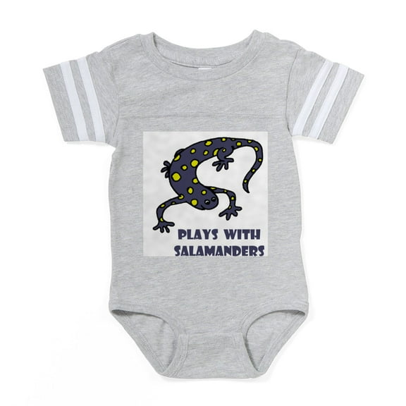 CafePress - Plays With Salamand... - Cute Infant Baby Football Bodysuit