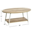 thumbnail image 2 of Household Essentials Jamestown Oval Coffee Table with Storage Shelf Coastal Oak Rustic Wood Grain and White Metal, 2 of 6