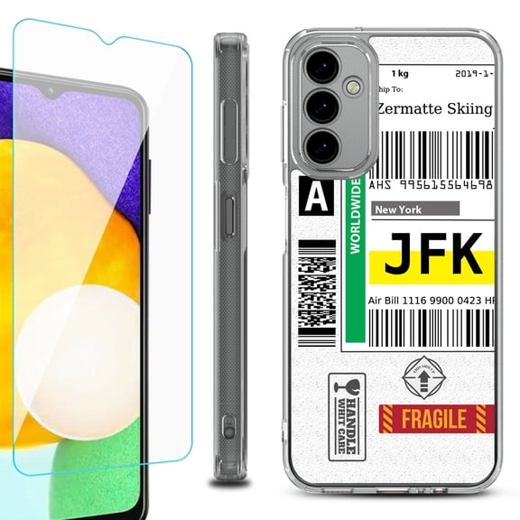 Shockproof Bumper Phone Case for Samsung Galaxy A14 5G, with Tempered Glass Screen Protector, by OneToughShield ® - Mail / New York